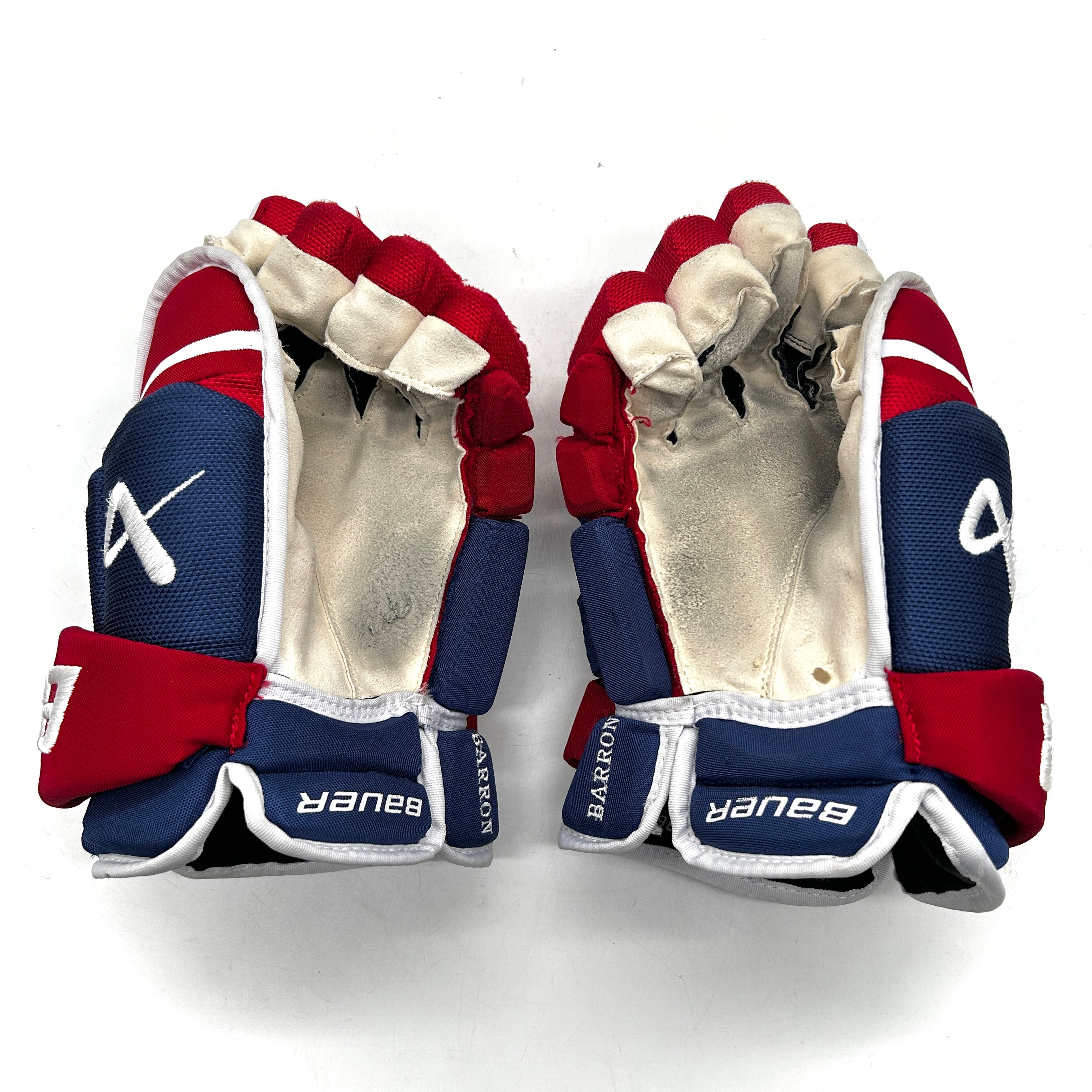Bauer Vapor Hyperlite - Used NHL Pro Stock Glove - Justin Barron (Blue/Red/White)